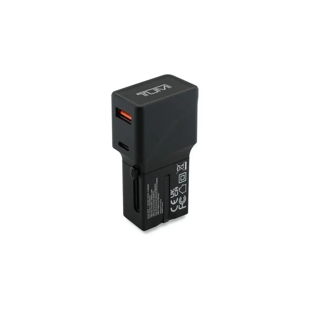 TUMI 25W Universal Smart Power Adapter with 1 USB Port & 1 Type-C Port (AB)